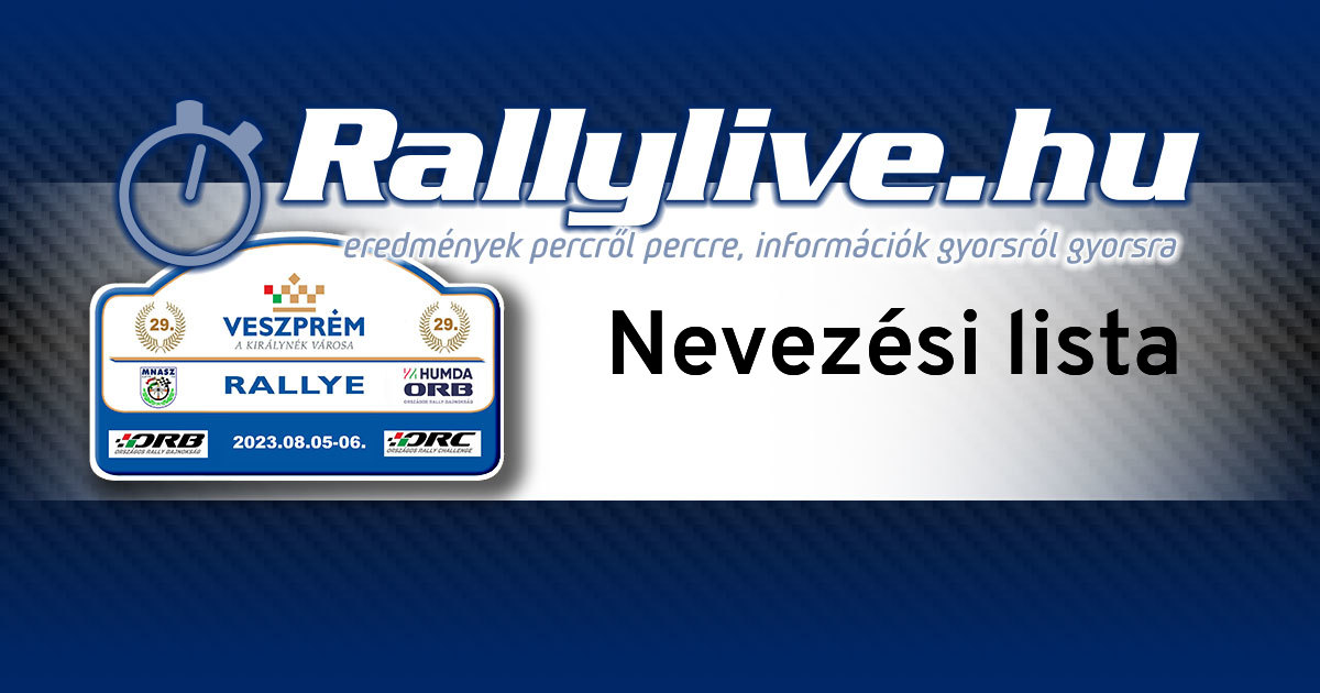 Rallylive hu Veszprém Rallye 2023 ORB1 Nevezési lista